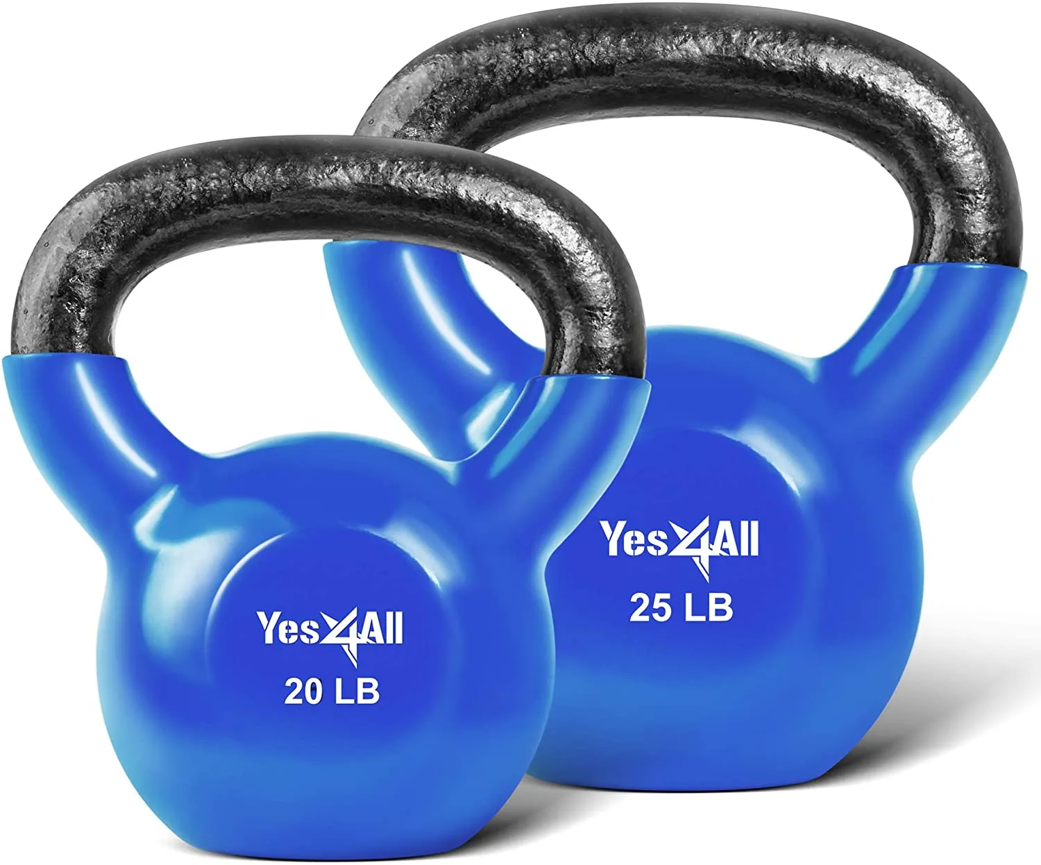 Yes4All Vinyl Coated Kettlebell Set of Weights - Strength Training Kettlebell Sets 25, 30, 35, 45, 60, 70, 105 lbs