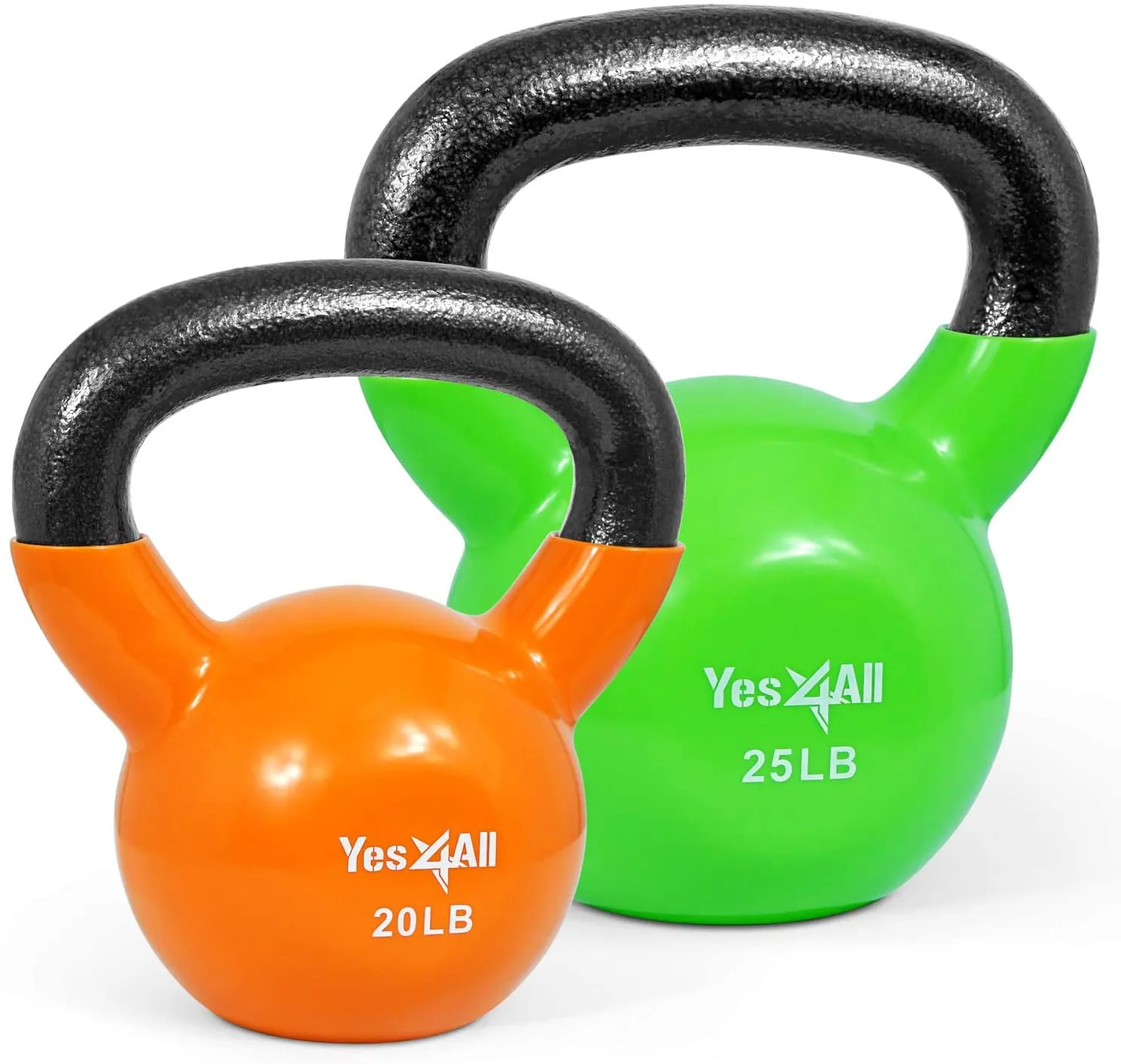 Yes4All Vinyl Coated Kettlebell Set of Weights - Strength Training Kettlebell Sets 25, 30, 35, 45, 60, 70, 105 lbs