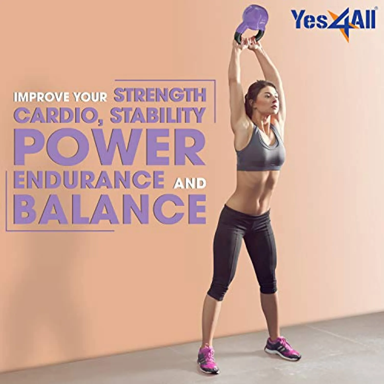 Yes4All Vinyl Coated Kettlebell Set of Weights - Strength Training Kettlebell Sets 25, 30, 35, 45, 60, 70, 105 lbs