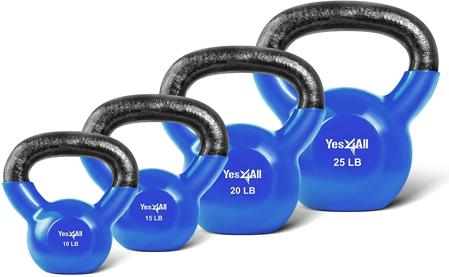 Yes4All Vinyl Coated Kettlebell Set of Weights - Strength Training Kettlebell Sets 25, 30, 35, 45, 60, 70, 105 lbs