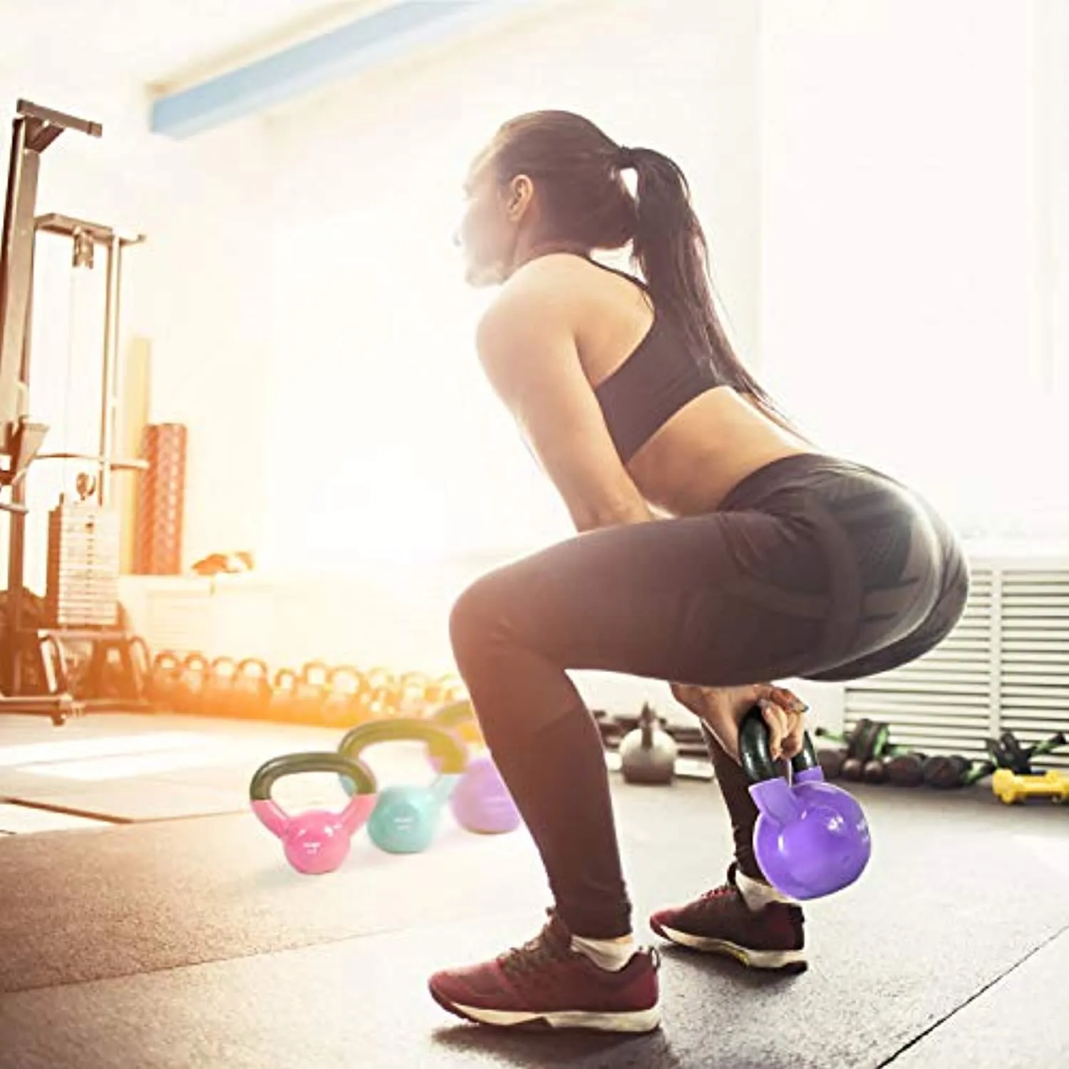 Yes4All Vinyl Coated Kettlebell Set of Weights - Strength Training Kettlebell Sets 25, 30, 35, 45, 60, 70, 105 lbs