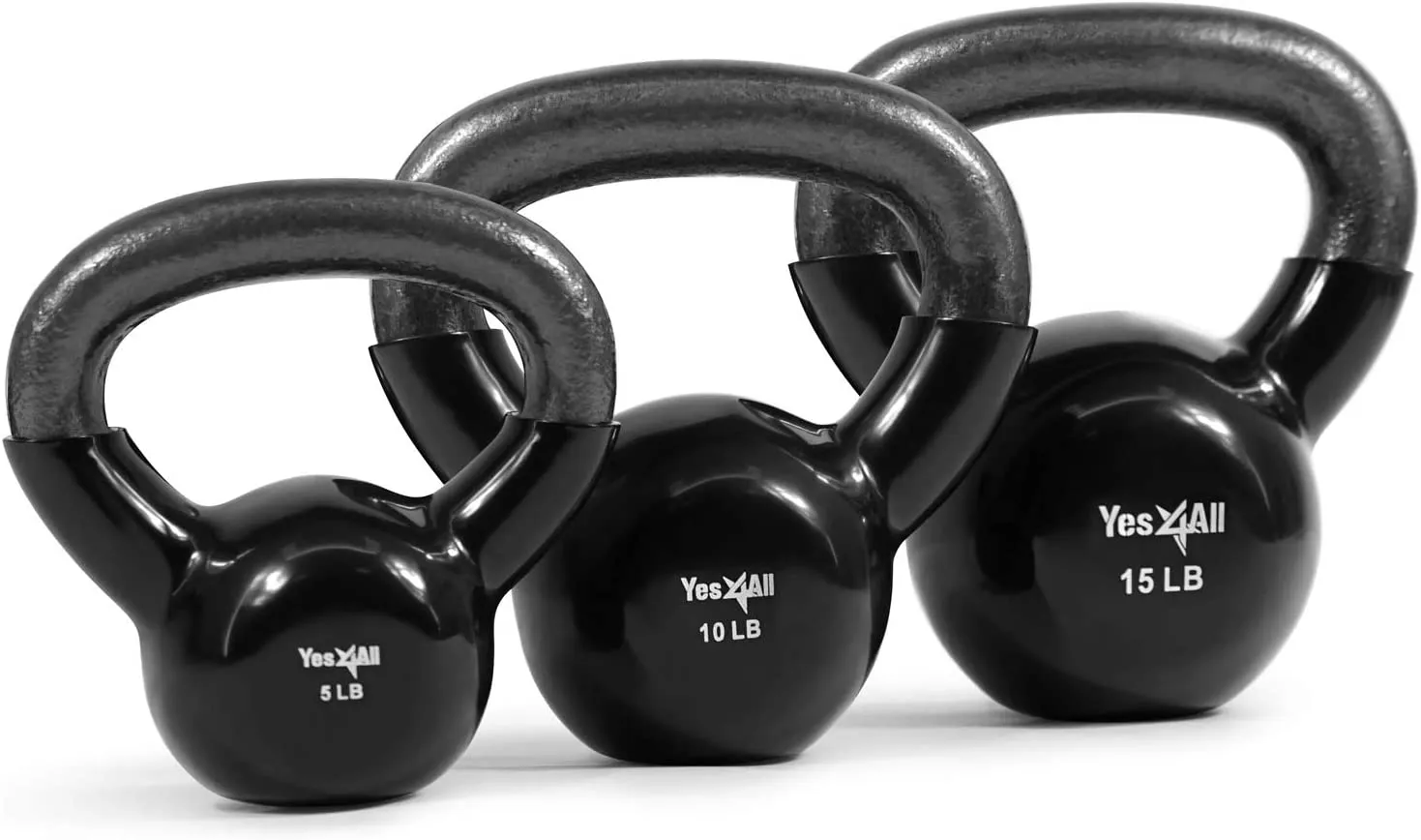 Yes4All Vinyl Coated Kettlebell Set of Weights - Strength Training Kettlebell Sets 25, 30, 35, 45, 60, 70, 105 lbs