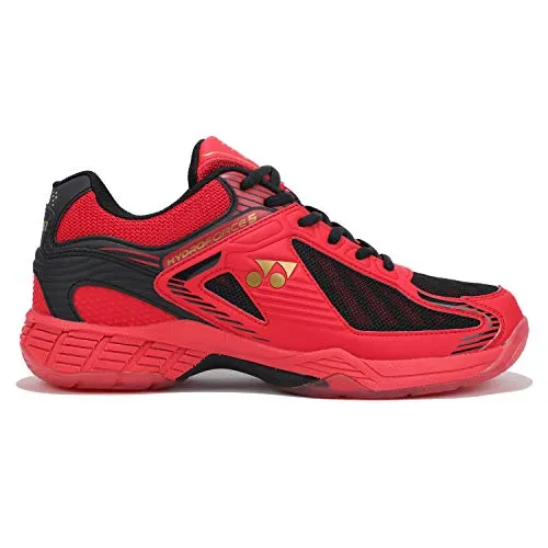 Yonex Hydro Force 5 Badminton Shoes | Ideal for Badminton,Squash,Table Tennis,Volleyball | Non-marking sole | TRU Cushion | TRU Shape |RED BLACK GOLD |UK 8