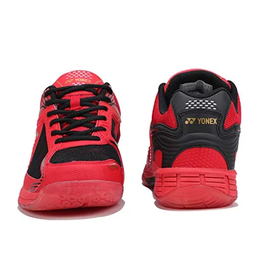 Yonex Hydro Force 5 Badminton Shoes | Ideal for Badminton,Squash,Table Tennis,Volleyball | Non-marking sole | TRU Cushion | TRU Shape |RED BLACK GOLD |UK 8