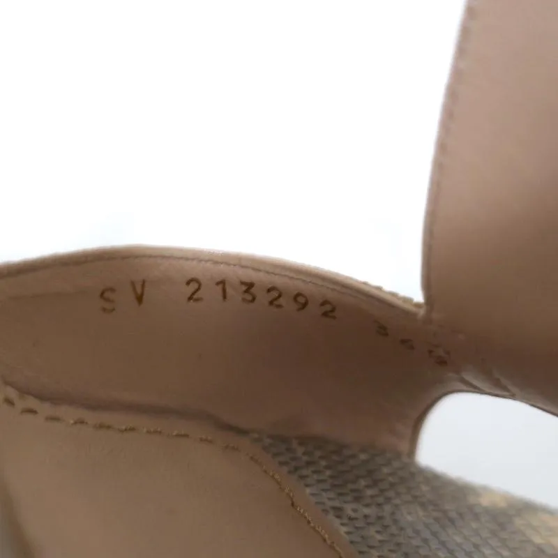 Yves Saint Laurent Platform Sandals Gray Ring Lizard Size 36.5 Open Toe Heels