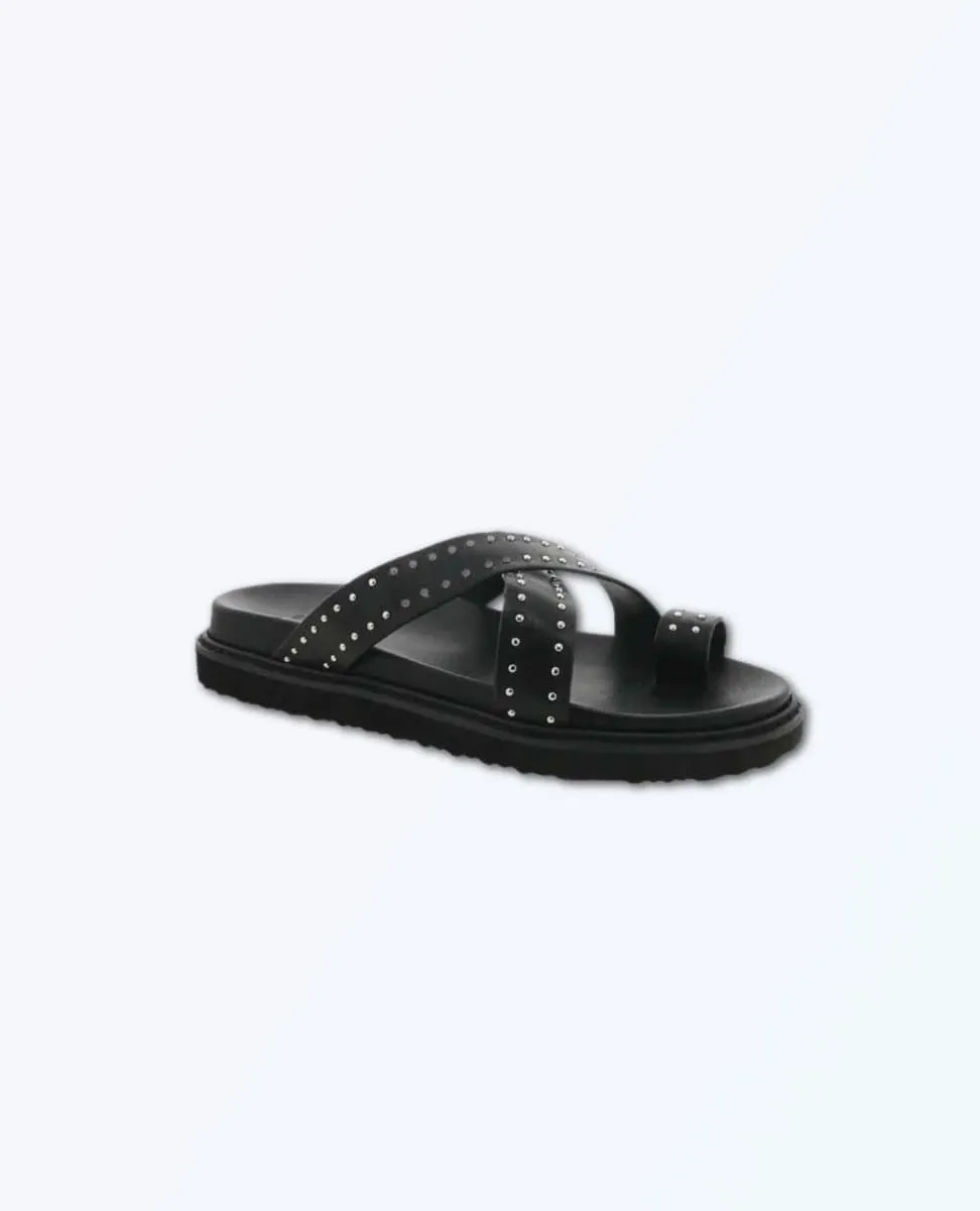 Zori Slides Black Studded Sandal