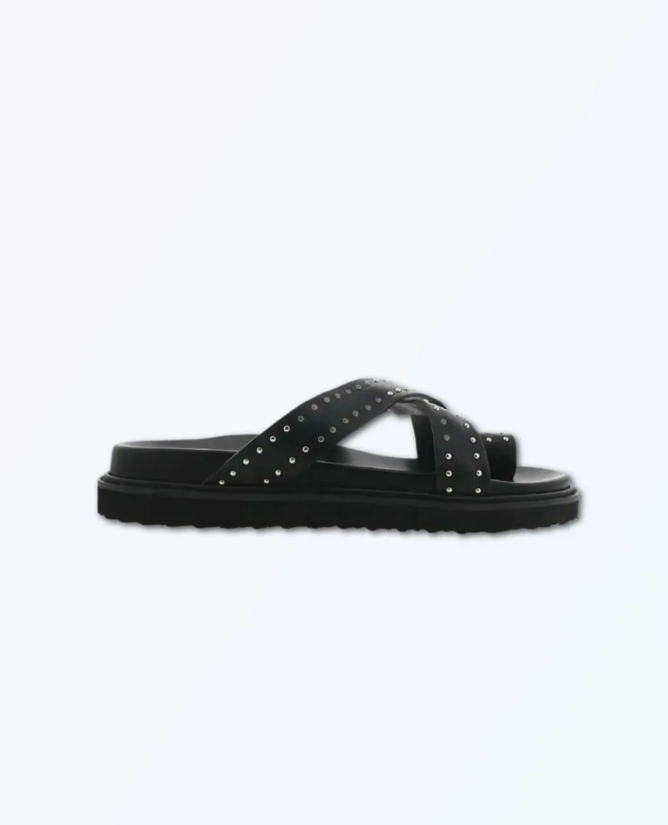 Zori Slides Black Studded Sandal
